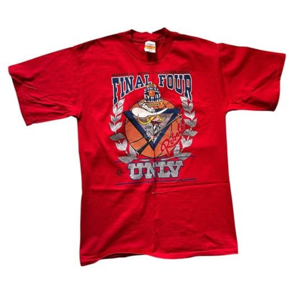 Final Four 1991 UNLV REBELS NCAA HOOSIER DOME T-Shirt 90s USA L Single Stitch